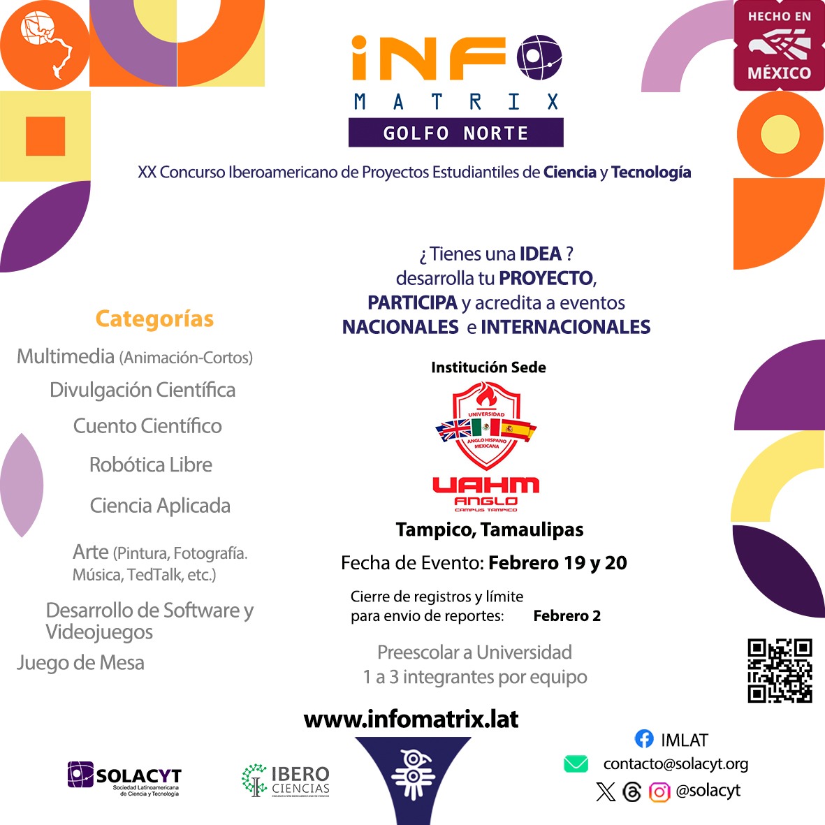 Cartel oficial INFOMATRIX Golfo Norte UAHM Anglo Campus Tampico